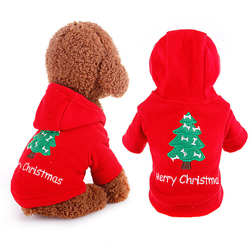 

christmas dog hoodie sweater - cute shirt pet sweatshirt puppy clothes printed style red