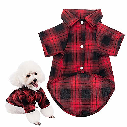 

plaid dog shirt - classical plaid brushed pet clothes for small medium large dogs