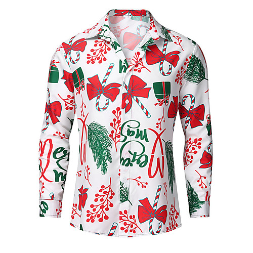 

Men's Shirt Other Prints Graphic Print Long Sleeve Daily Tops Streetwear White