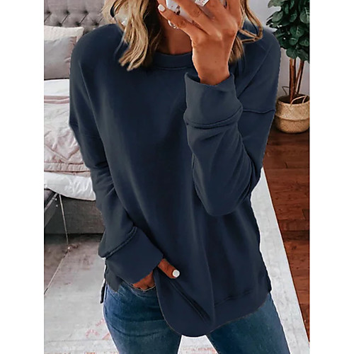 

Women's Pullover Sweatshirt Plain Daily Work Work Casual Hoodies Sweatshirts Loose Blue Blushing Pink Army Green