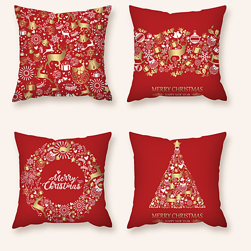 

Cushion Cover 4PCS Christmas Party Decoration Christmas Gift Short Plush Soft Decorative Square Throw Pillow Cover Cushion Case Pillowcase for Sofa Bedroom 45 x 45 cm (18 x 18 Inch) Superior