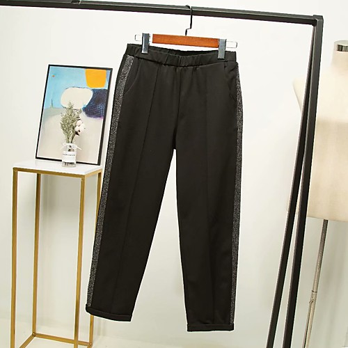 

Women's Streetwear Comfort Daily Going out Pants Chinos Pants Solid Colored Ankle-Length Pocket Black
