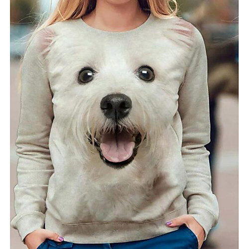 

Women's Hoodie Sweatshirt Dog Graphic 3D Daily Casual Hoodies Sweatshirts White Black