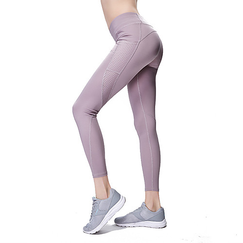 

Women's Sporty Comfort Sports Gym Yoga Pants Leggings Pants Solid Colored Ankle-Length Cut Out Pocket Patchwork Black Blue Purple Red Blushing Pink