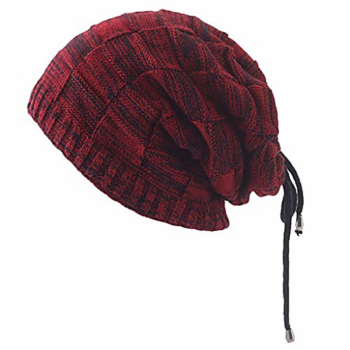 

bcdshop men women winter beanie hat warm scarf hat- can be converted neck warmer and ponytail cap (red)