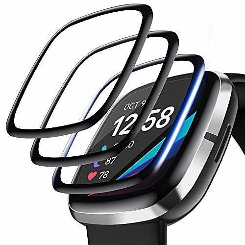 

4-pack Smartwatch Screen Protector compatible with fitbit sense/versa 3, 3d full coverage Smartwatch Screen Protector curved edge waterproof protective cover saver for sense smartwatch