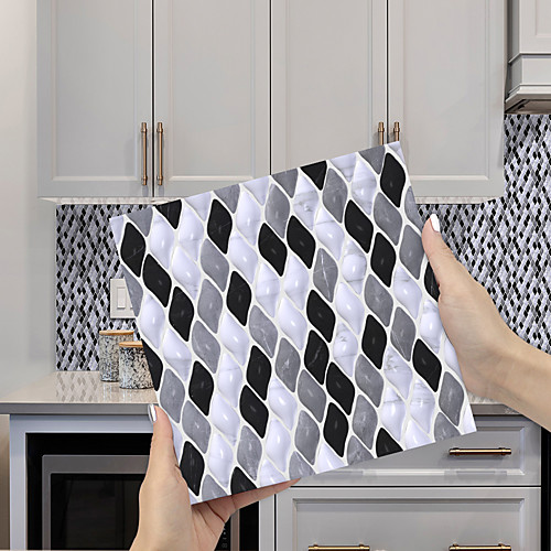 

Imitation Epoxy Tile Stickers Black and White Jade Mosaic Wall Stickers House Renovation DIY Self-adhesive PVC Wallpaper Painting Kitchen Waterproof and Oilproof Wall Stickers