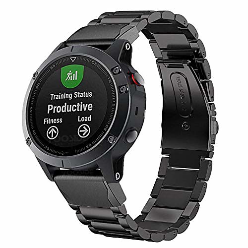 

fenix 6x pro bands & fenix 5x/5x plus bands, 26mm quick fit stainless steel metal bands replacement strap bracelet for garmin fenix 5x/5x plus/fenix 3/quatix 3/tactix bravo smartwatch -black