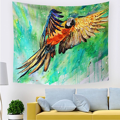 

Oil Painting Style Wall Tapestry Art Decor Blanket Curtain Hanging Home Bedroom Living Room Decoration Parrot Animal Tree Forest