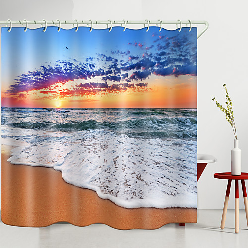 

Huoshaoyun Bailang Beach Digital Printing Shower Curtain Shower Curtains Hooks Modern Polyester New Design 72 Inch