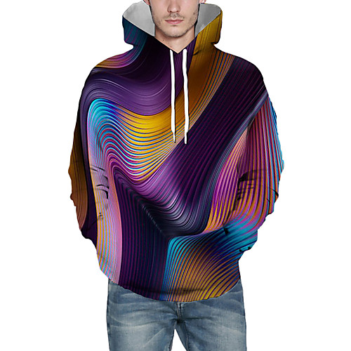 

Men's Pullover Hoodie Sweatshirt Graphic Abstract 3D Front Pocket Hooded Daily 3D Print 3D Print Casual Hoodies Sweatshirts Long Sleeve Rainbow