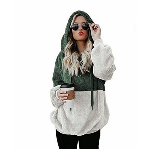 

Women's Pullover Hoodie Sweatshirt Color Block Oversized Daily Casual Hoodies Sweatshirts Loose Green Light gray Black