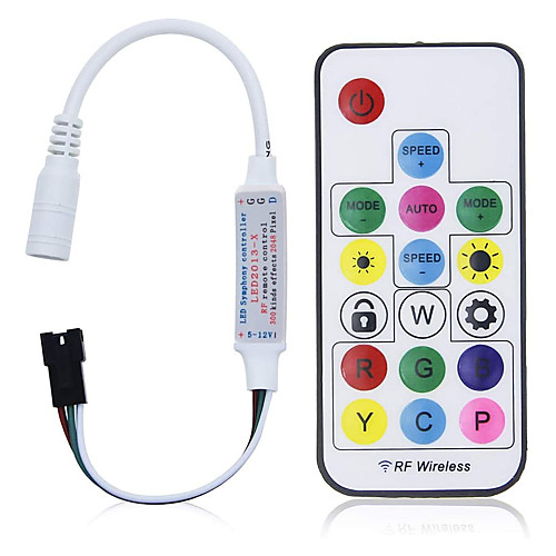 

Mini 14 Key DC5-24V RF Remote Controller with Lock for WS2811 WS2812B LED Strip Light