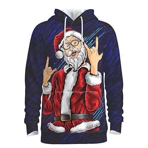 

Men's Pullover Hoodie Sweatshirt Print Graphic 3D Front Pocket Hooded Christmas Daily 3D Print 3D Print Christmas Hoodies Sweatshirts Long Sleeve Navy Blue