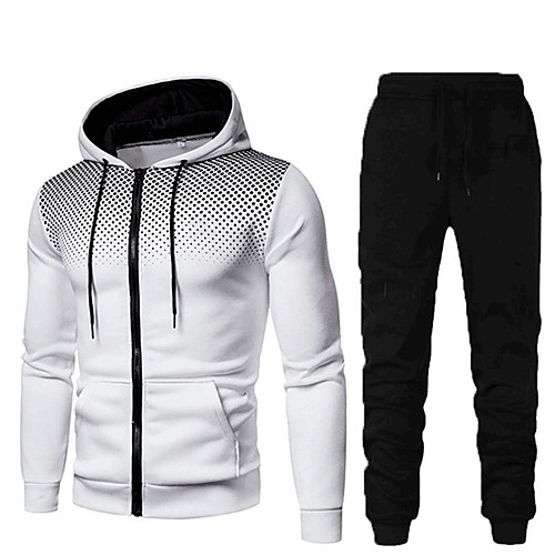 

Men's 2 Piece Full Zip Tracksuit Sweatsuit Street Casual 2pcs Winter Long Sleeve Thermal Warm Breathable Soft Fitness Gym Workout Running Active Training Jogging Sportswear Polka Dot Normal Hoodie