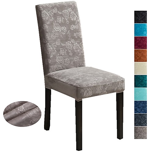 

Chair Cover Solid Colored Embossed / Flocking Polyester Slipcovers
