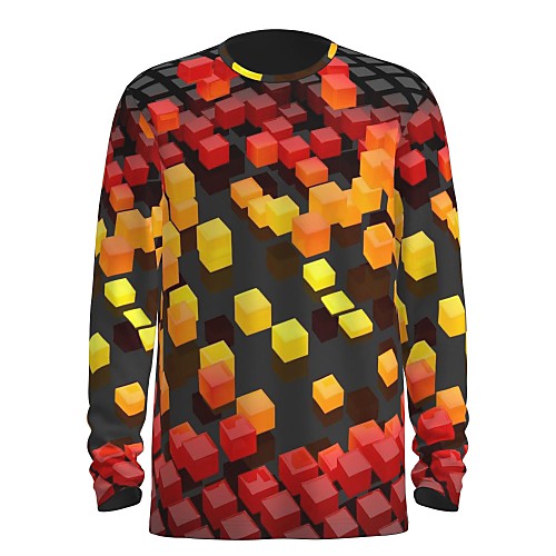 

Men's T shirt 3D Print Graphic Abstract 3D Print Long Sleeve Daily Tops Gray / Red