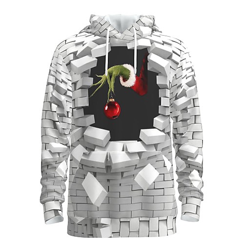 

Men's Pullover Hoodie Sweatshirt Print Graphic 3D Front Pocket Hooded Christmas Daily 3D Print 3D Print Christmas Hoodies Sweatshirts Long Sleeve White