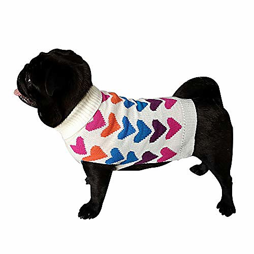 

dog cat pullover sweater with valentine heart, puppy kitten knitwear coat costume apparel clothes for dogs cats