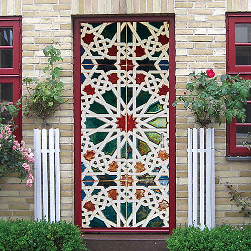 

2pcs Flange Mandala Creative Door Stickers Living Room Diy Decoration Home Waterproof Wall Stickers