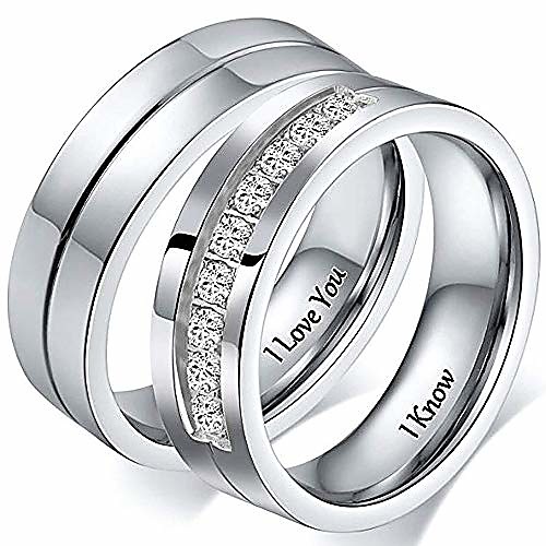 

i love you i know silver titanium steel matching sets ring for couples eternity anniversary wedding band men 1 pc