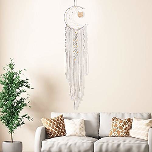 

Boho Dream Catcher Handmade Gift Wall Hanging Decor Art Ornament Craft Woven Macrame Moon Owl for Kids Bedroom Wedding Festival 9420cm