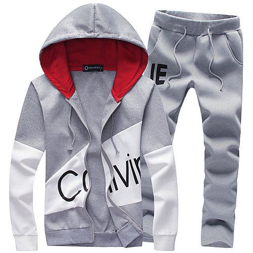 

men's slim sportswear casual jacket men's long sleeve hoodie running suit set(grey,xxx-large)