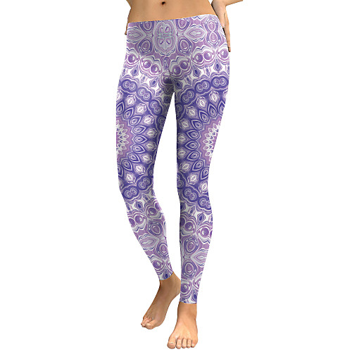 

Women's Sporty Comfort Sports Gym Yoga Leggings Pants Patterned Full Length Purple