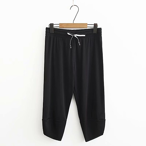 

Women's Basic Streetwear Comfort Daily Going out Pants Chinos Pants Solid Colored Calf-Length Drawstring Pocket Black Blushing Pink Camel Khaki