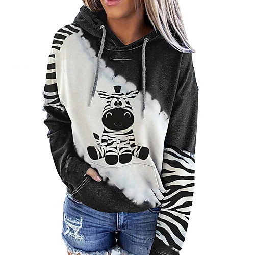 

Women's Hoodie Pullover Graphic Character Animal Front Pocket Daily Going out Casual Streetwear Hoodies Sweatshirts Loose Blushing Pink Gray Black