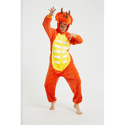 

Kid's Adults' Kigurumi Pajamas Dragon Onesie Pajamas Flannel Fabric Orange Cosplay For Men and Women Boys and Girls Animal Sleepwear Cartoon Festival / Holiday Costumes