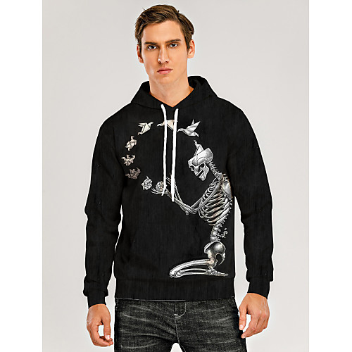 

Men's Pullover Hoodie Sweatshirt Graphic 3D Skull Hooded Daily 3D Print 3D Print Hoodies Sweatshirts Long Sleeve Black