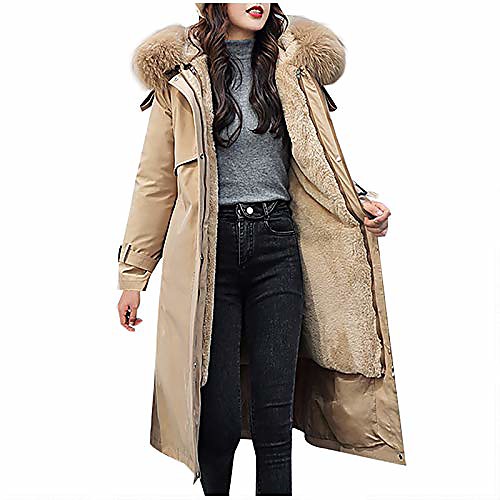 

Women's Coat Casual / Daily Fall & Winter Long Coat Regular Fit Casual Jacket Solid Color Modern Style Bean Green Fog blue