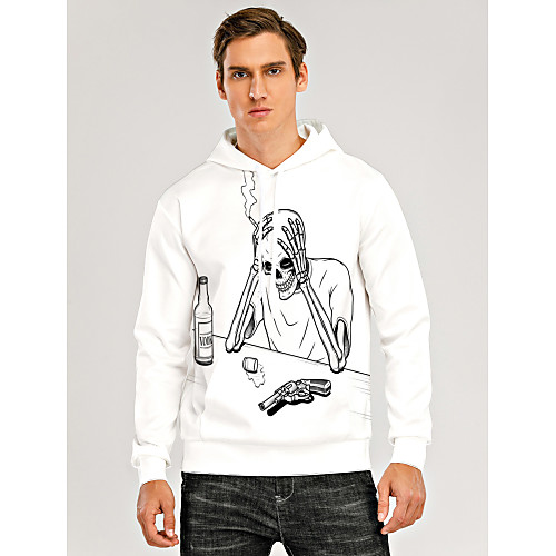 

Men's Pullover Hoodie Sweatshirt Graphic 3D Skull Hooded Daily 3D Print 3D Print Hoodies Sweatshirts Long Sleeve White