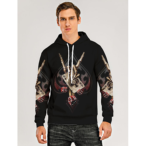 

Men's Pullover Hoodie Sweatshirt Graphic Skull Hooded Halloween Weekend 3D Print Casual Halloween Hoodies Sweatshirts Long Sleeve Black