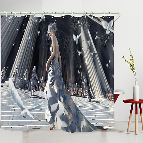 

Princess Hall Digital Printing Shower Curtain Shower Curtains Hooks Modern Polyester New Design