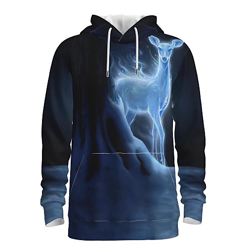 

Men's Pullover Hoodie Sweatshirt Animal Patterned Graphic 3D Front Pocket Hooded Christmas Daily 3D Print 3D Print Christmas Hoodies Sweatshirts Long Sleeve Navy Blue