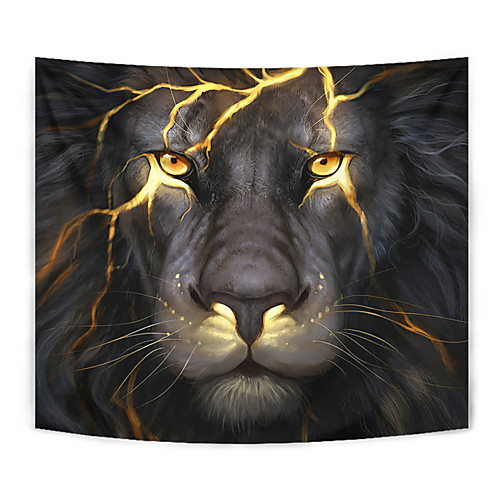 

Wall Tapestry Art Decor Blanket Curtain Picnic Tablecloth Hanging Home Bedroom Living Room Dorm Decoration Polyester Animal Head Light Lines Cracks