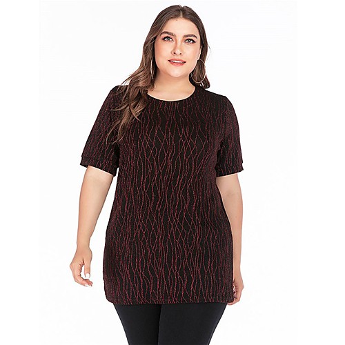 

Women's Tunic Plain V Neck Streetwear Tops Black Red