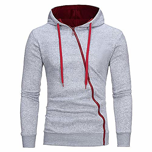 

mens long sleeve hoodie hooded fancy zipper sweatshirt tops jacket coat gray