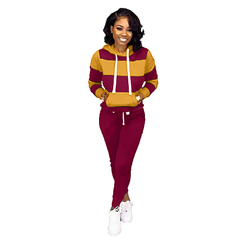 

Women's Solid Color Plain Christmas Two Piece Set T shirt Pant Loungewear Drawstring Patchwork Tops
