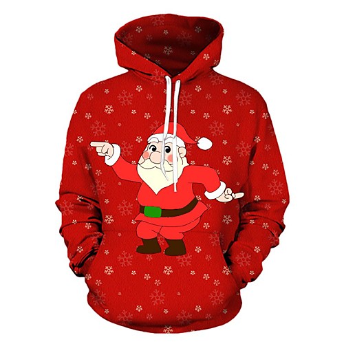 

Men's Pullover Hoodie Sweatshirt Cartoon 3D Ugly Christmas Hooded Christmas 3D Print Casual Christmas Hoodies Sweatshirts Long Sleeve Red