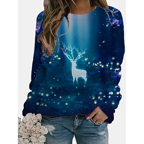

Women's Hoodie Sweatshirt Graphic Tie Dye Reindeer Daily Basic Casual Hoodies Sweatshirts Loose Black
