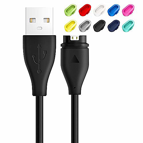 

1 Pcs charger for garmin fenix 6 6s 6x,vivoactive 4 4s,vivomove 3 3s style luxe,forerunner 245 645 945,vivoactive 3 instinct usb data sync charging cable for garmin watch with dust plug (1pack)