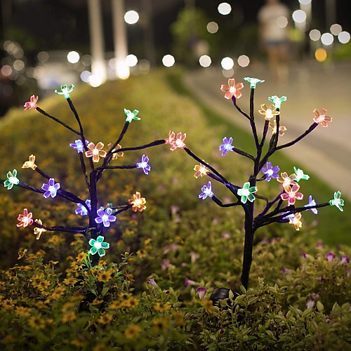 

Outdoor Solar Lights 2 Packs Solar Flower Lights with 20 Cherry Blossom Solar Fairy Lights Waterproof Multi-Color Solar Powered Garden Lights for Christmas Decor LED Solar Garden Light