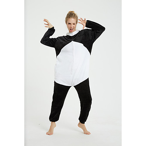 

Adults' Kigurumi Pajamas Panda Onesie Pajamas Flannel Fabric Black / White Cosplay For Men and Women Animal Sleepwear Cartoon Festival / Holiday Costumes