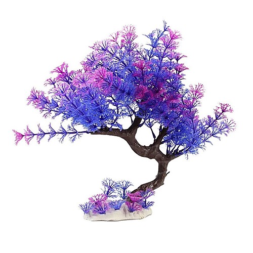 

27cm Violet Purple Curved Tree High Grade Artificial Plastic Plants Aquarium Fish Turtles Tank High Quality Decorations