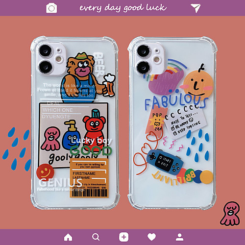 

Phone Case For Apple Back Cover iPhone 12 Pro Max 11 SE 2020 X XR XS Max 8 7 Shockproof Transparent Cartoon Transparent TPU