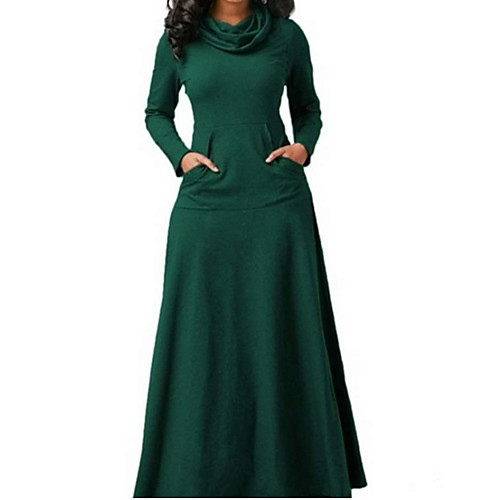 

Women's Sheath Dress Maxi long Dress Blue Green White Black Brown Long Sleeve Solid Color Patchwork Print Fall Winter Elegant Casual Slim 2021 S M L XL XXL 3XL 4XL 5XL