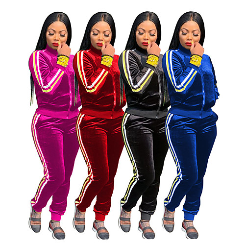 

Women's 2 Piece Full Zip Tracksuit Sweatsuit Street Athleisure 2pcs Long Sleeve Lightweight Breathable Soft Gym Workout Running Active Training Jogging Exercise Sportswear Solid Colored Black